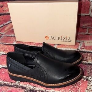 Patrizia by Spring Step Black Leather Slip-On Shoes Size 7 EU 38 new with box